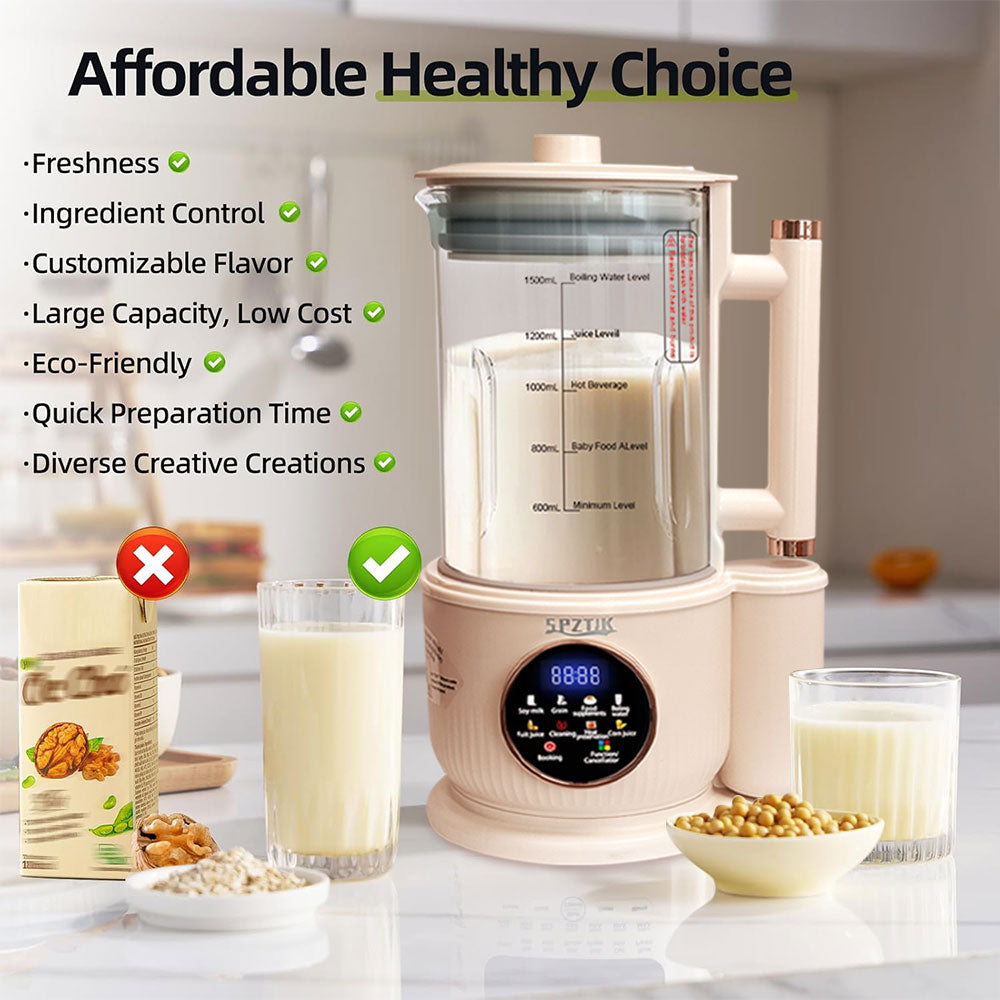 SPZTJK 50oz 10-in-1 Automatic Nut Milk Maker with 12 Blades, LED Display