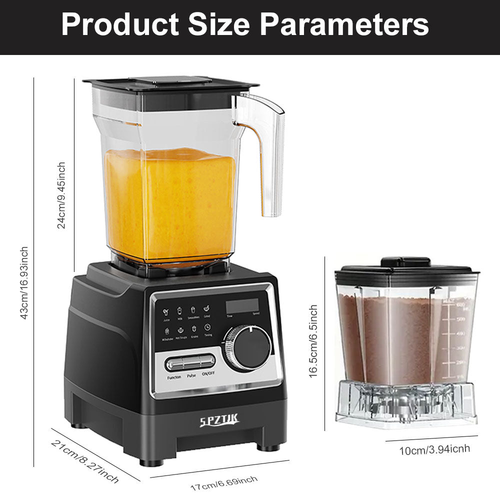 SPZTJK 28000RPM Pro Blender with 2 Containers, 68oz+800ml + Professional Blender | 8 Functions Powerful Kitchen Blender And Grinder Combo | for Coffee Beans, Dried Chili