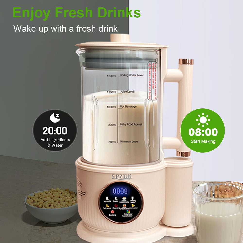 SPZTJK 50oz 10-in-1 Automatic Nut Milk Maker with 12 Blades, LED Display