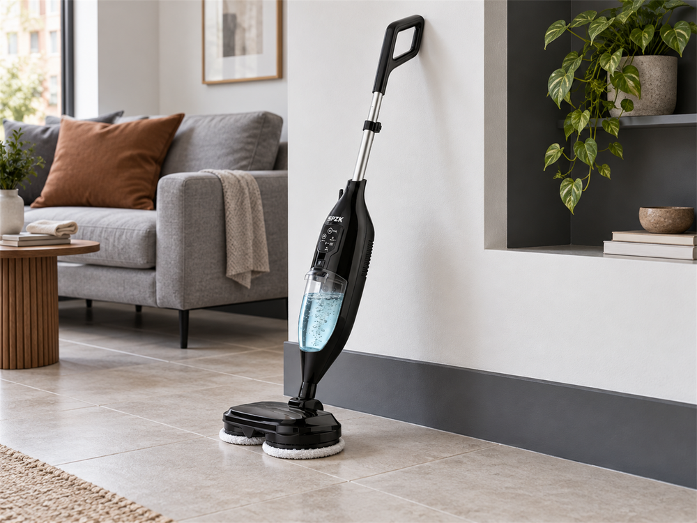 Floor-care appliance in a living room