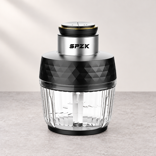SPZK 2 Cup Set Electric Mini Food Chopper 250ml&500ml Glass Bowl Meat Grinder, 304 Stainless Steel Blade, One Touch Control, Portable Blender for Baby Food, Garlic, Onion, Fruits, Vegetables, Kitchen Gadget for Home Camping Daily Cooking