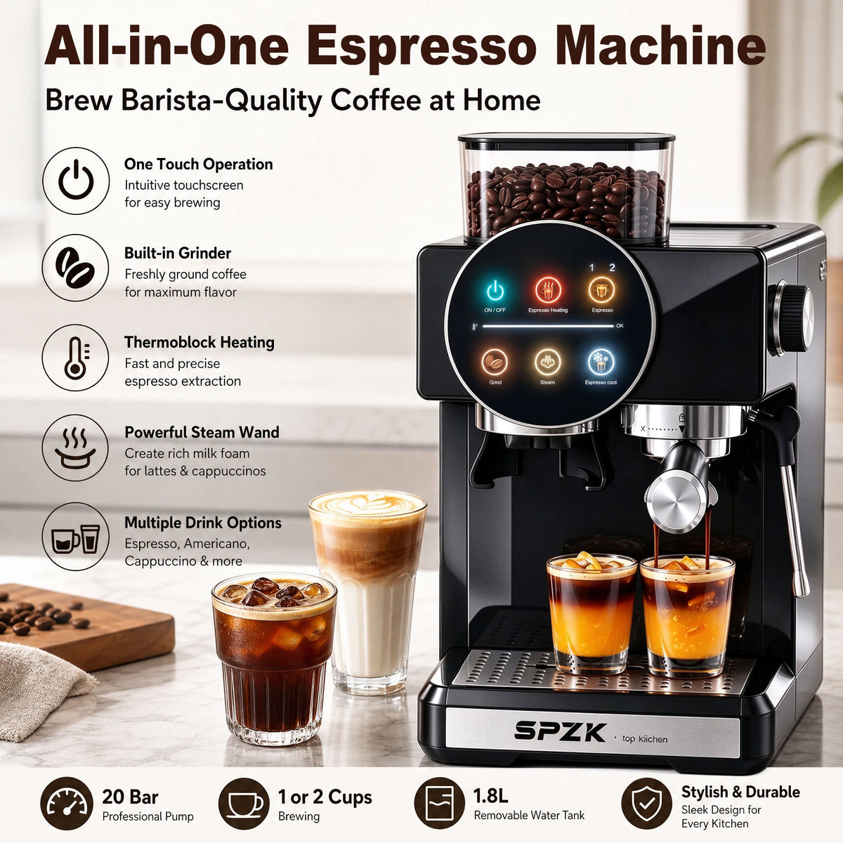 SPZK Espresso Machine with Grinder | CM5510