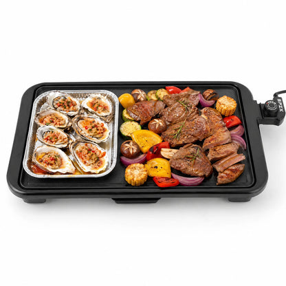 SPZK Family-Sized Electric Flat Top Griddle, 20" Large Cooking Surface, Smokeless Non-Stick Electric Grill for Korean BBQ, Teppanyaki, Pancakes, Breakfast & Summer Backyard Parties