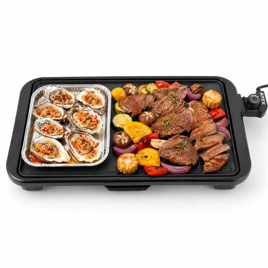 SPZK Family-Sized Electric Flat Top Griddle, 20" Large Cooking Surface, Smokeless Non-Stick Electric Grill for Korean BBQ, Teppanyaki, Pancakes, Breakfast & Summer Backyard Parties
