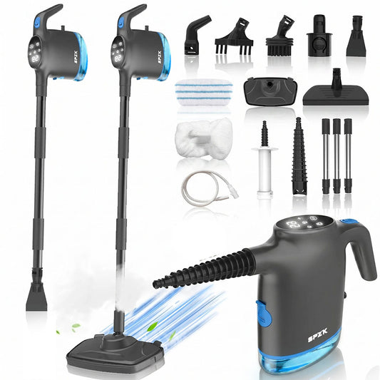 SPZK 2 In 1 Upright Steam Mop Handheld Steam Cleaning Machine, White/Gray Optional High Temperature Sterilizing Steamer with Extension Poles & Microfiber Pads, Multi-Attachment Steam Cleaner for Home Car RV Spring Clean Festive House Preparation