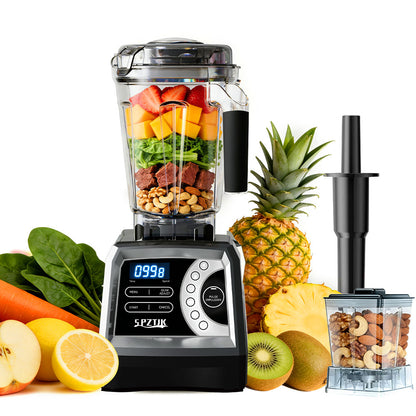 SPZTJK 2-in-1 blender with six functions and ninespeed settings, featuring a 3.0-liter cup and 800-milliliter grinding cup.