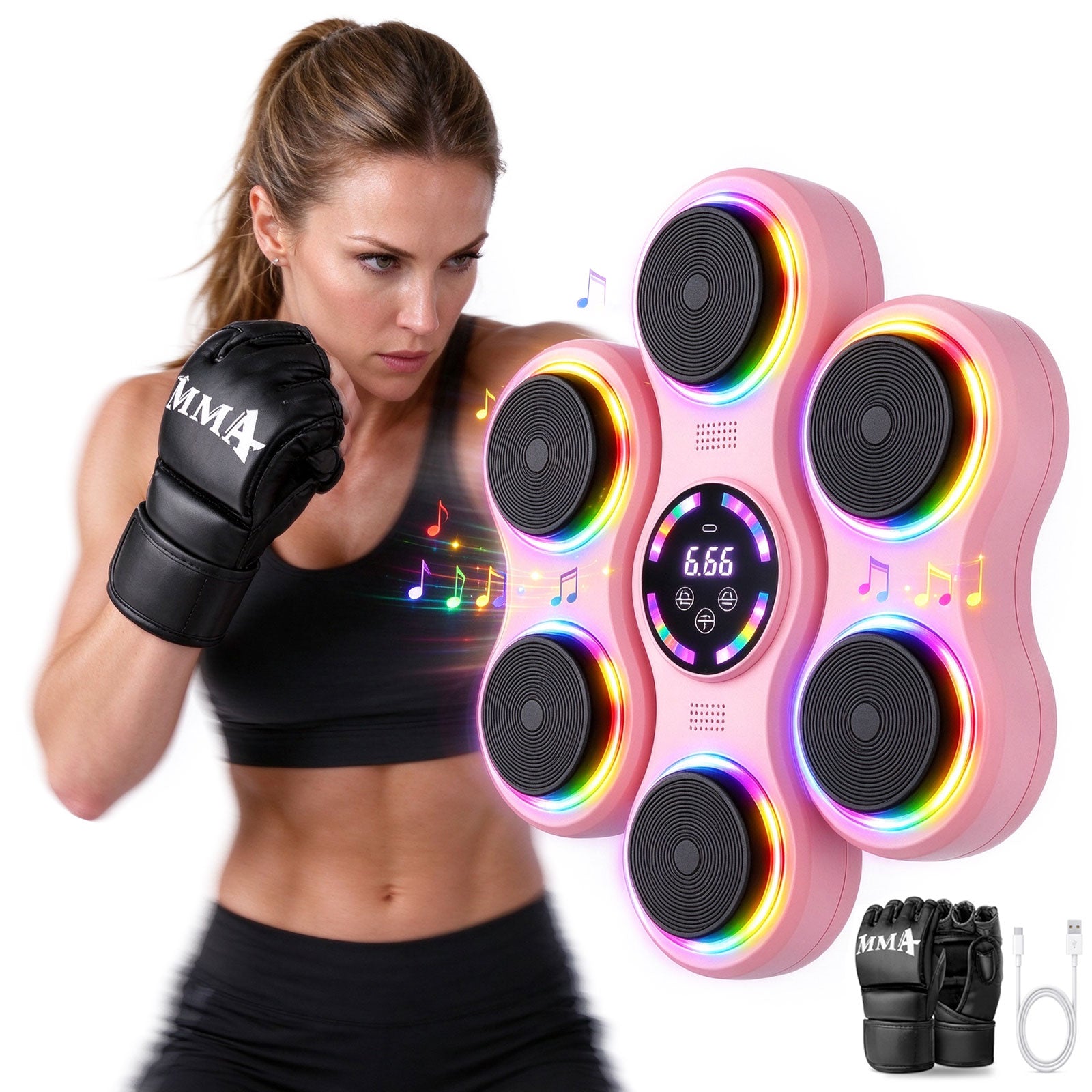 SPZK Wall-Mounted Music Boxing Machine with LED Targets