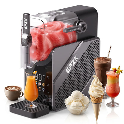 SPZK Slushie Machine No Ice Needed, Slushy Machine for Home, 88oz Frozen Drink Maker with 3 Preset Programs for Ice Slush, Snow Slush, Milkshake, Adjustable Hardness, LED Display, Self-Cleaning, Black