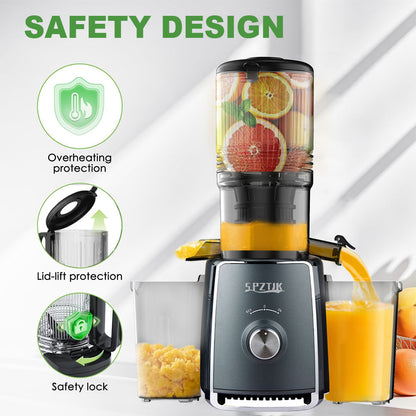 Cold Press Juicer, Celiberry Slow Masticating Juicer Machines with 5.3" Large