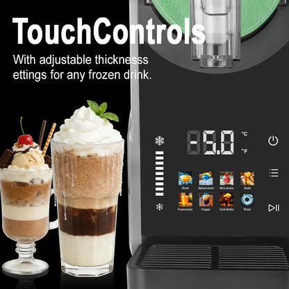 SPZK Slushie Machine No Ice Needed, Slushy Machine for Home, 88oz Frozen Drink Maker with 3 Preset Programs for Ice Slush, Snow Slush, Milkshake, Adjustable Hardness, LED Display, Self-Cleaning, Black