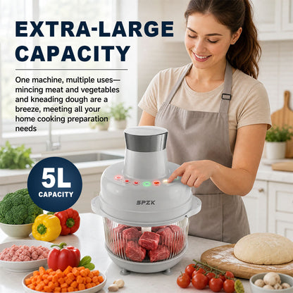 SPZK 2L Electric Food Chopper, Multi-speed Control Meat Grinder, Glass Bowl Food Processor, Black Household Style, Sharp Stainless Steel Blades, For Minced Meat, Baby Food, Vegetable Mashing, Thanksgiving Cooking, Easy Clean Kitchen Mincing Tool