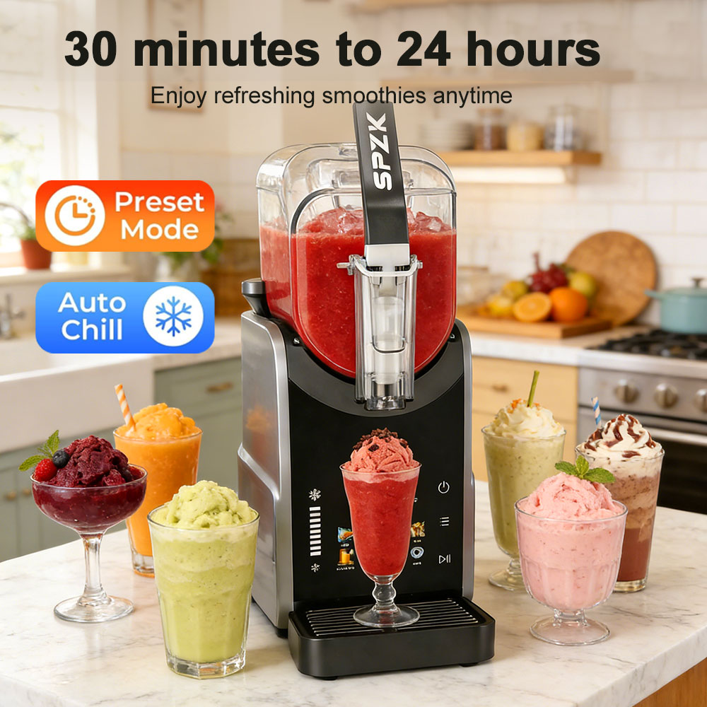SPZK Slushie Machine No Ice Needed, Slushy Machine for Home, 88oz Frozen Drink Maker with 3 Preset Programs for Ice Slush, Snow Slush, Milkshake, Adjustable Hardness, LED Display, Self-Cleaning, Black