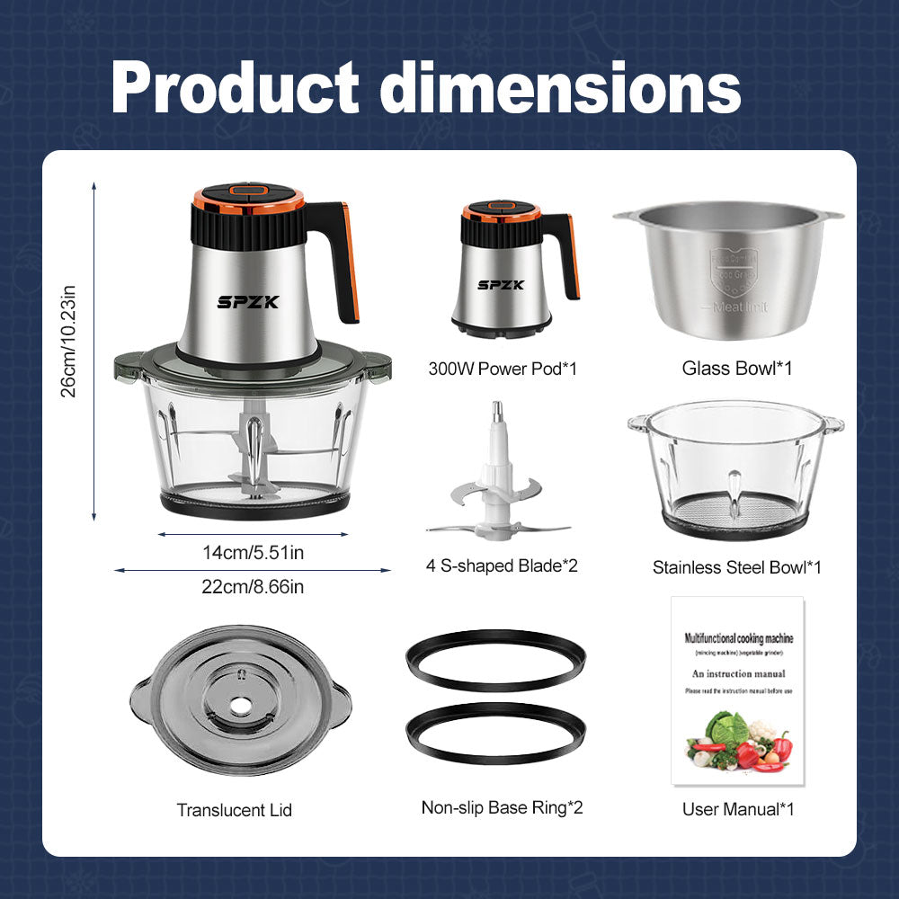 SPZK 2L Food Chopper with 5-Speed Control