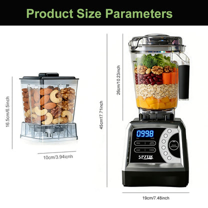 SPZTJK 2-in-1 blender with six functions and ninespeed settings, featuring a 3.0-liter cup and 800-milliliter grinding cup.