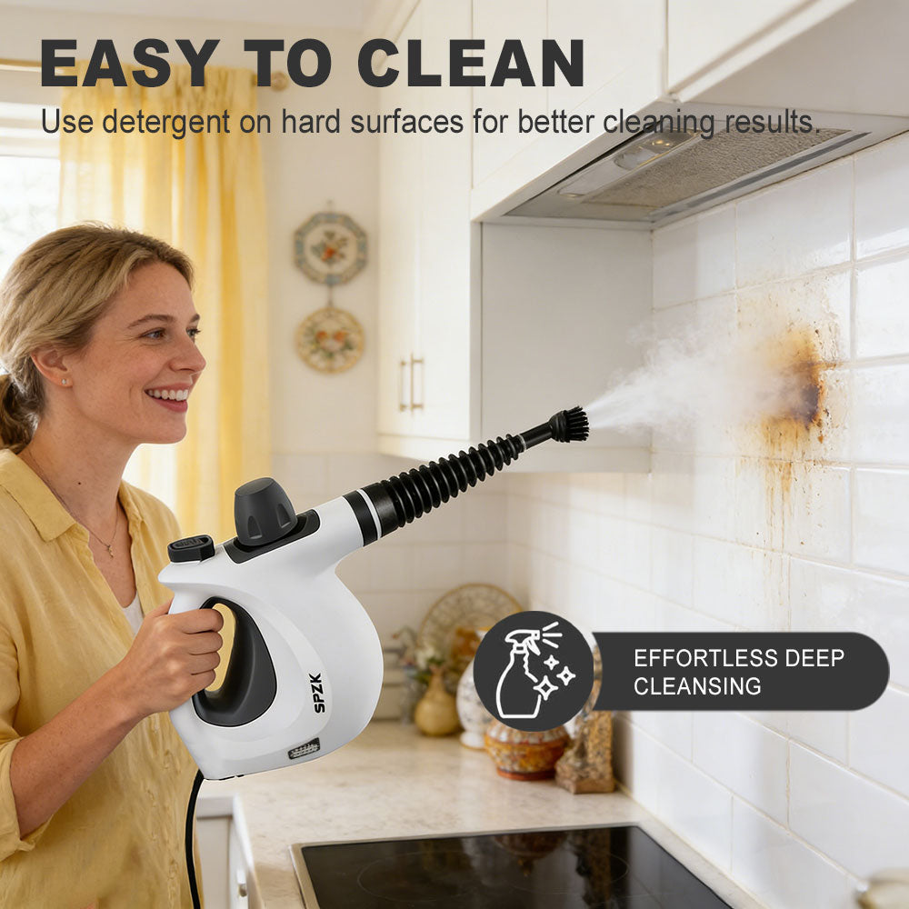 SPZTJK Steam Cleaner - Multi-functional Household Handheld Steam Cleaner 1050W with 12 Accessories - Suitable for Kitchen, Tiles, Windows, Cars, Carpets