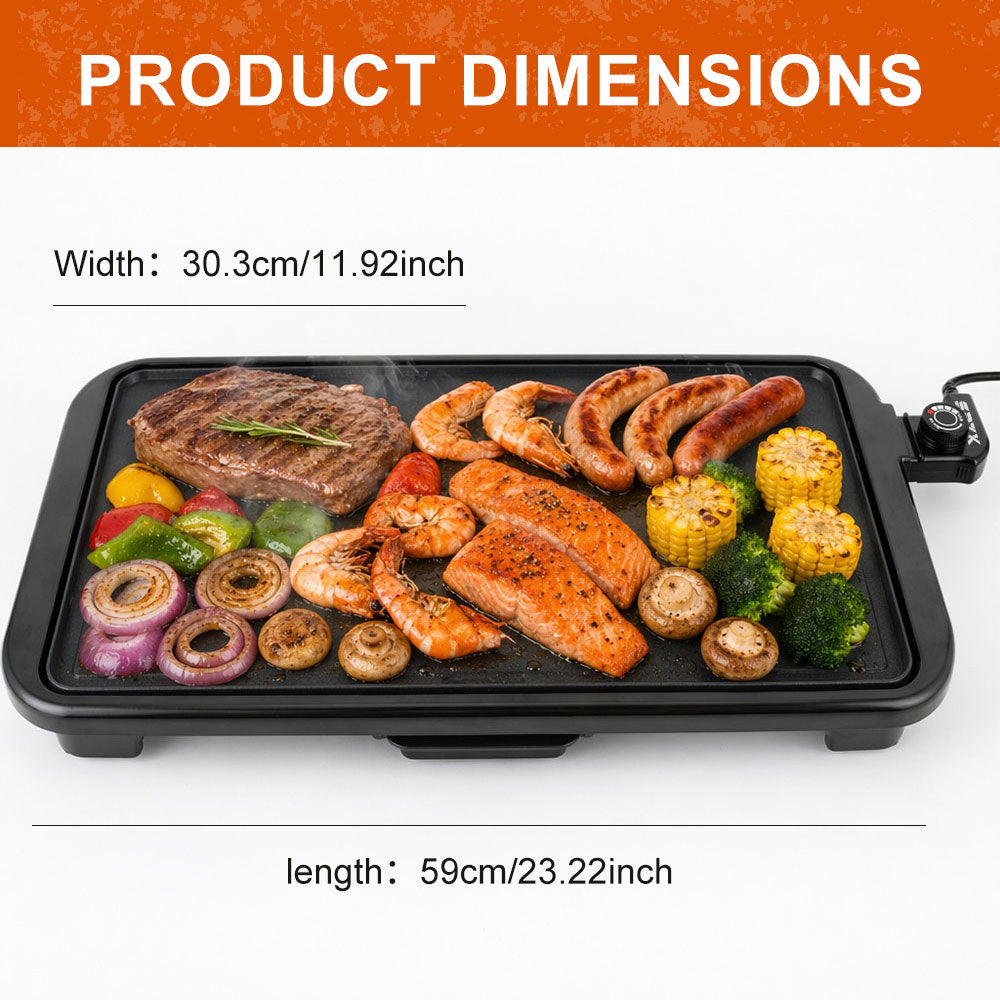SPZK Family-Sized Electric Flat Top Griddle, 20" Large Cooking Surface, Smokeless Non-Stick Electric Grill for Korean BBQ, Teppanyaki, Pancakes, Breakfast & Summer Backyard Parties
