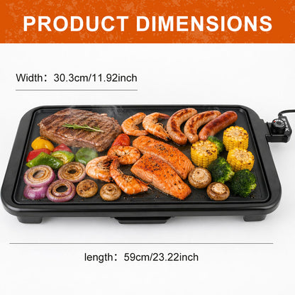 SPZK Family-Sized Electric Flat Top Griddle, 20" Large Cooking Surface, Smokeless Non-Stick Electric Grill for Korean BBQ, Teppanyaki, Pancakes, Breakfast & Summer Backyard Parties