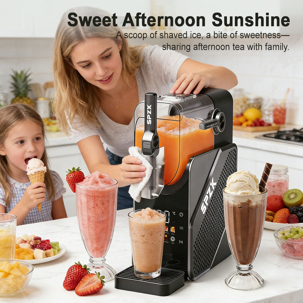 SPZK Slushie Machine No Ice Needed, Slushy Machine for Home, 88oz Frozen Drink Maker with 3 Preset Programs for Ice Slush, Snow Slush, Milkshake, Adjustable Hardness, LED Display, Self-Cleaning, Black