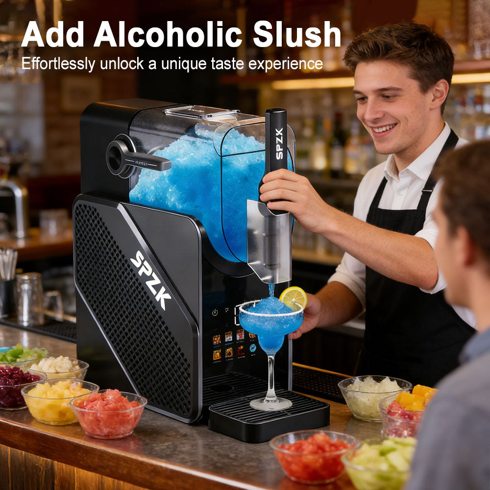 SPZK Slushie Machine No Ice Needed, Slushy Machine for Home, 88oz Frozen Drink Maker with 3 Preset Programs for Ice Slush, Snow Slush, Milkshake, Adjustable Hardness, LED Display, Self-Cleaning, Black