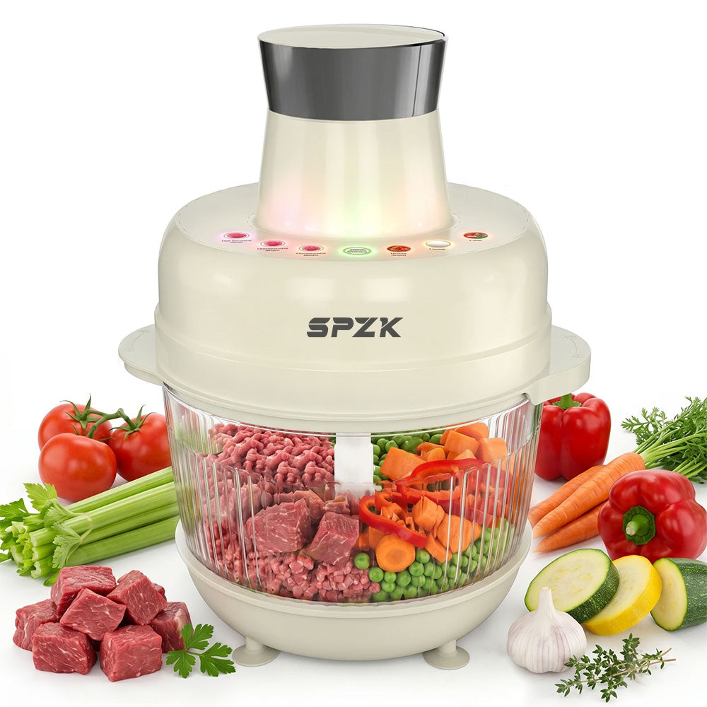 SPZK 2L Electric Food Chopper, Multi-speed Control Meat Grinder, Glass Bowl Food Processor, Black Household Style, Sharp Stainless Steel Blades, For Minced Meat, Baby Food, Vegetable Mashing, Thanksgiving Cooking, Easy Clean Kitchen Mincing Tool