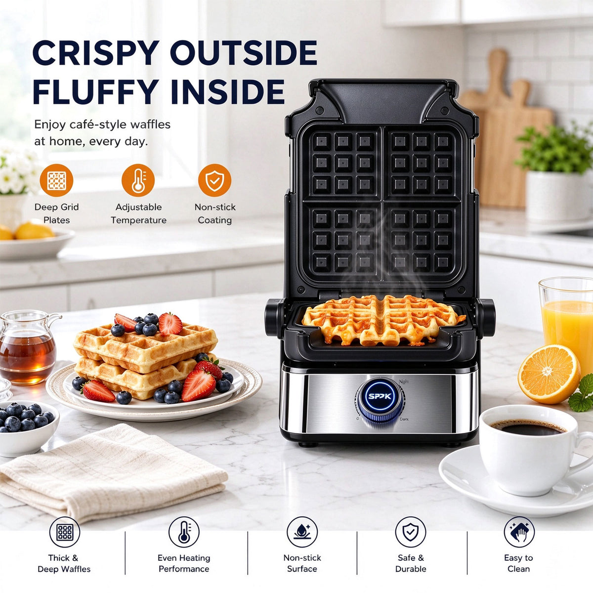 SPZK Vertical Waffle Maker | SLS8008-12 · 1200W
