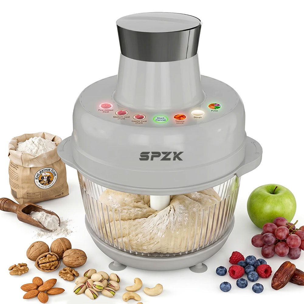 SPZK 2L Electric Food Chopper, Multi-speed Control Meat Grinder, Glass Bowl Food Processor, Black Household Style, Sharp Stainless Steel Blades, For Minced Meat, Baby Food, Vegetable Mashing, Thanksgiving Cooking, Easy Clean Kitchen Mincing Tool