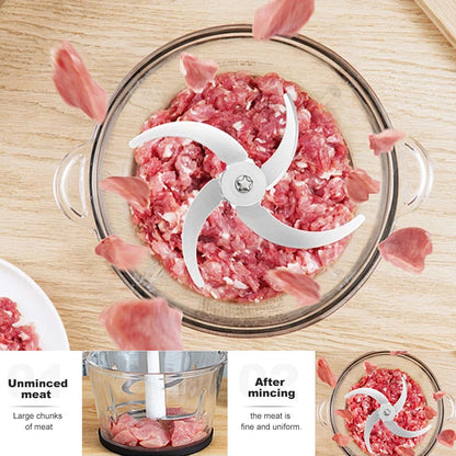 SPZTJK Food Processors, 5-Speed Electric Food Chopper with Vegetable Chopper & Meat Grinder - 2 Bowls (8 Cup Stainless Steel+8 Cup Glass), 300W, 2 Sets of 4 Bi-Level Blades for Vegetable/Fruits/Meat