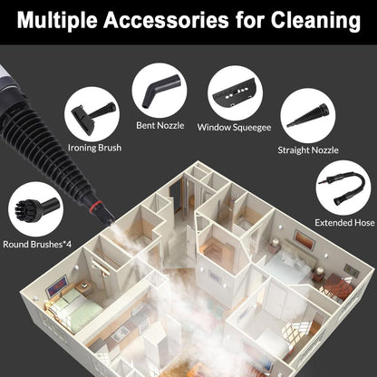 SPZTJK Steam Cleaner - Multi-functional Household Handheld Steam Cleaner 1050W with 12 Accessories - Suitable for Kitchen, Tiles, Windows, Cars, Carpets
