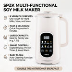 SPZK Soy & Plant Milk Maker with 8 Functions – White
