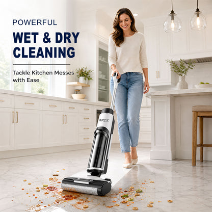 SPZK Cordless Wet Dry Vacuum Cleaner All-in-One Floor Washer, White Black Self-Cleaning Smart Floor Mop with Full Accessory Kit, Rechargeable Suction Mop for Hardwood Tile Pet Hair Home Spring Deep Cleaning Holiday Housework