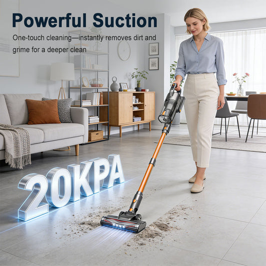 SPZTJK Cordless Vacuum Cleaner, 20Kpa Powerful Stick Vacuum with 45min Runtime, Anti-Tangle Vacuum Cleaners for Home, 50.72oz Dust Cup, Rechargeable Wireless Vacuum for Hardwood Floor Carpet Pet Hair