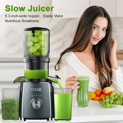 Cold Press Juicer, Celiberry Slow Masticating Juicer Machines with 5.3" Large