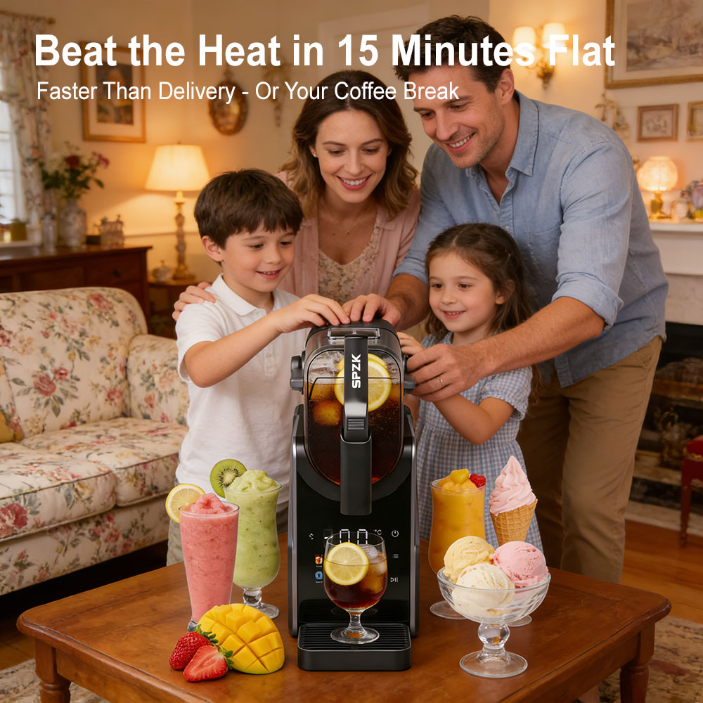 SPZK Slushie Machine No Ice Needed, Slushy Machine for Home, 88oz Frozen Drink Maker with 3 Preset Programs for Ice Slush, Snow Slush, Milkshake, Adjustable Hardness, LED Display, Self-Cleaning, Black