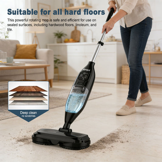SPZTJK 2026 Steam Mop with Rotating Spin Pads & Steam Blaster Technology - 10-in-1 Heavy-Duty Scrubbing Mop, 3 Steam Modes, LED Headlights, Washable Pads