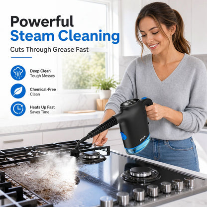 SPZK 2 In 1 Upright Steam Mop Handheld Steam Cleaning Machine, White/Gray Optional High Temperature Sterilizing Steamer with Extension Poles & Microfiber Pads, Multi-Attachment Steam Cleaner for Home Car RV Spring Clean Festive House Preparation