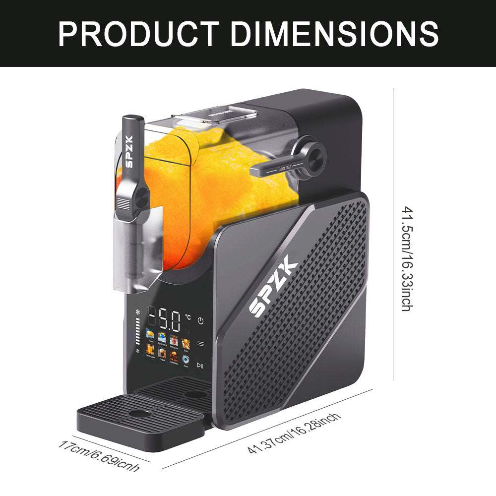 SPZK Slushie Machine No Ice Needed, Slushy Machine for Home, 88oz Frozen Drink Maker with 3 Preset Programs for Ice Slush, Snow Slush, Milkshake, Adjustable Hardness, LED Display, Self-Cleaning, Black