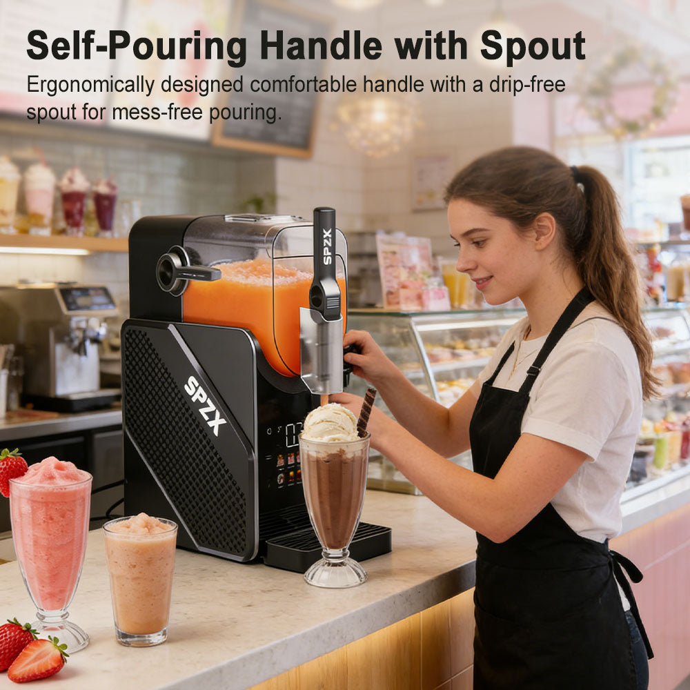 SPZK Slushie Machine No Ice Needed, Slushy Machine for Home, 88oz Frozen Drink Maker with 3 Preset Programs for Ice Slush, Snow Slush, Milkshake, Adjustable Hardness, LED Display, Self-Cleaning, Black