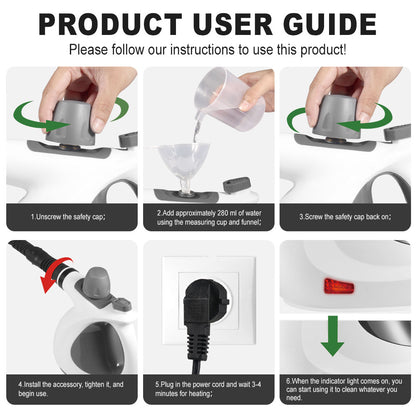 SPZTJK Steam Cleaner - Multi-functional Household Handheld Steam Cleaner 1050W with 12 Accessories - Suitable for Kitchen, Tiles, Windows, Cars, Carpets