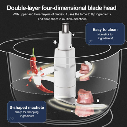 SPZTJK Food Processors, 5-Speed Electric Food Chopper with Vegetable Chopper & Meat Grinder - 2 Bowls (8 Cup Stainless Steel+8 Cup Glass), 300W, 2 Sets of 4 Bi-Level Blades for Vegetable/Fruits/Meat