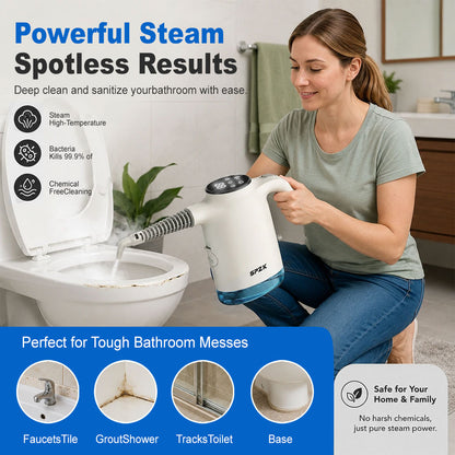 SPZK 2 In 1 Upright Steam Mop Handheld Steam Cleaning Machine, White/Gray Optional High Temperature Sterilizing Steamer with Extension Poles & Microfiber Pads, Multi-Attachment Steam Cleaner for Home Car RV Spring Clean Festive House Preparation