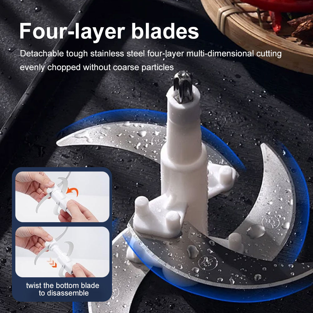 SPZTJK Food Processors, 5-Speed Electric Food Chopper with Vegetable Chopper & Meat Grinder - 2 Bowls (8 Cup Stainless Steel+8 Cup Glass), 300W, 2 Sets of 4 Bi-Level Blades for Vegetable/Fruits/Meat