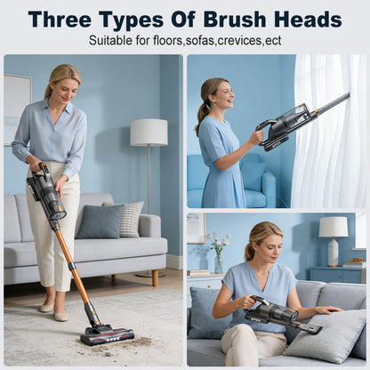 SPZTJK Cordless Vacuum Cleaner, 20Kpa Powerful Stick Vacuum with 45min Runtime, Anti-Tangle Vacuum Cleaners for Home, 50.72oz Dust Cup, Rechargeable Wireless Vacuum for Hardwood Floor Carpet Pet Hair