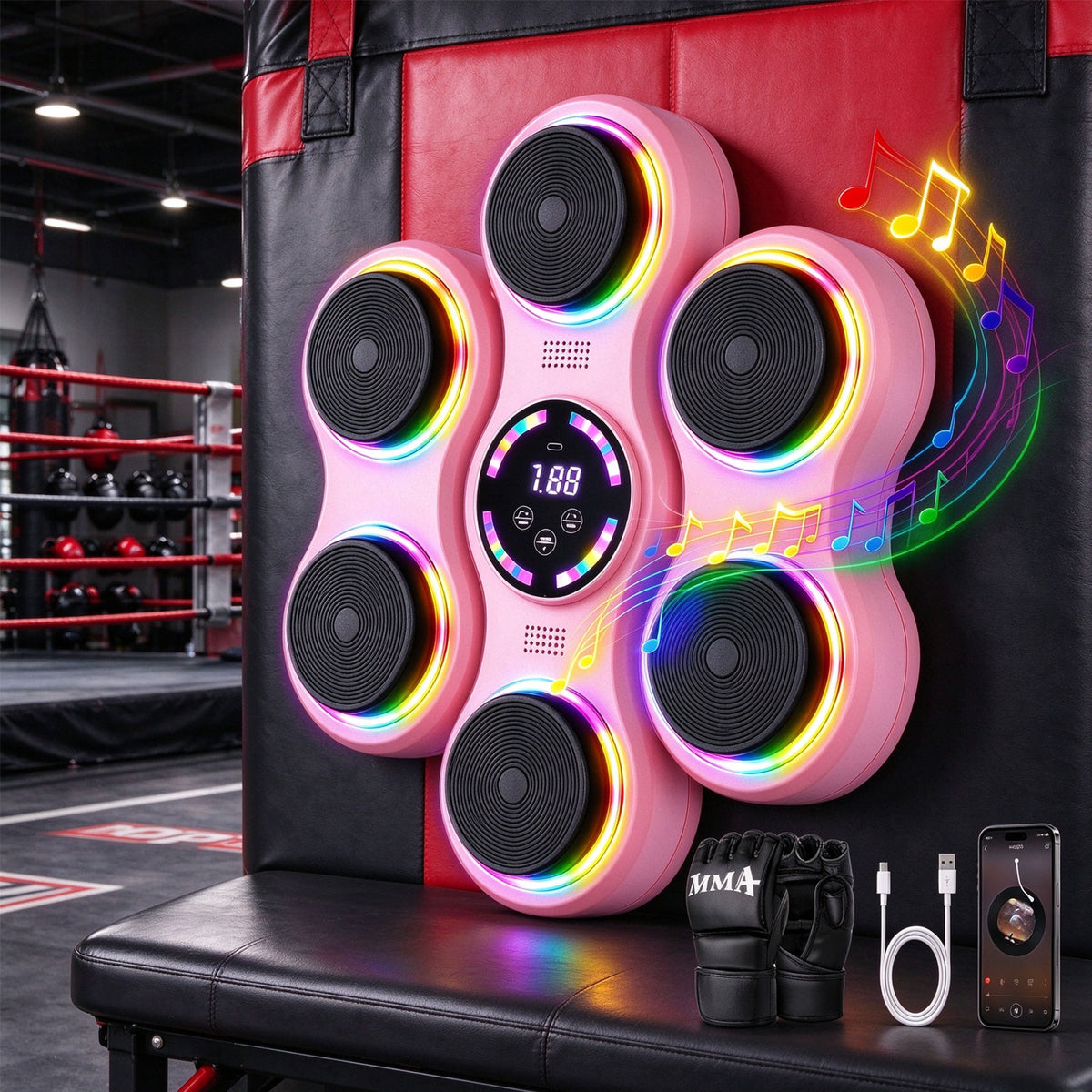 SPZK Wall-Mounted Music Boxing Machine with LED Targets