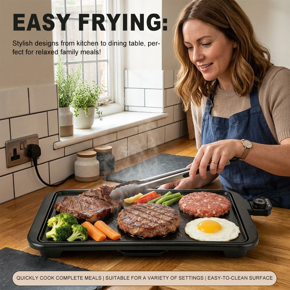 SPZK Family-Sized Electric Flat Top Griddle, 20" Large Cooking Surface, Smokeless Non-Stick Electric Grill for Korean BBQ, Teppanyaki, Pancakes, Breakfast & Summer Backyard Parties