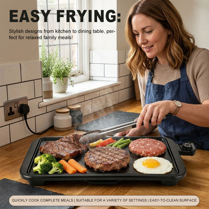 SPZK Family-Sized Electric Flat Top Griddle, 20" Large Cooking Surface, Smokeless Non-Stick Electric Grill for Korean BBQ, Teppanyaki, Pancakes, Breakfast & Summer Backyard Parties