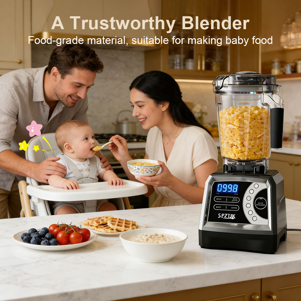 SPZTJK 2-in-1 blender with six functions and ninespeed settings, featuring a 3.0-liter cup and 800-milliliter grinding cup.