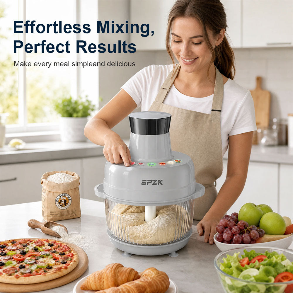SPZK 2L Electric Food Chopper, Multi-speed Control Meat Grinder, Glass Bowl Food Processor, Black Household Style, Sharp Stainless Steel Blades, For Minced Meat, Baby Food, Vegetable Mashing, Thanksgiving Cooking, Easy Clean Kitchen Mincing Tool