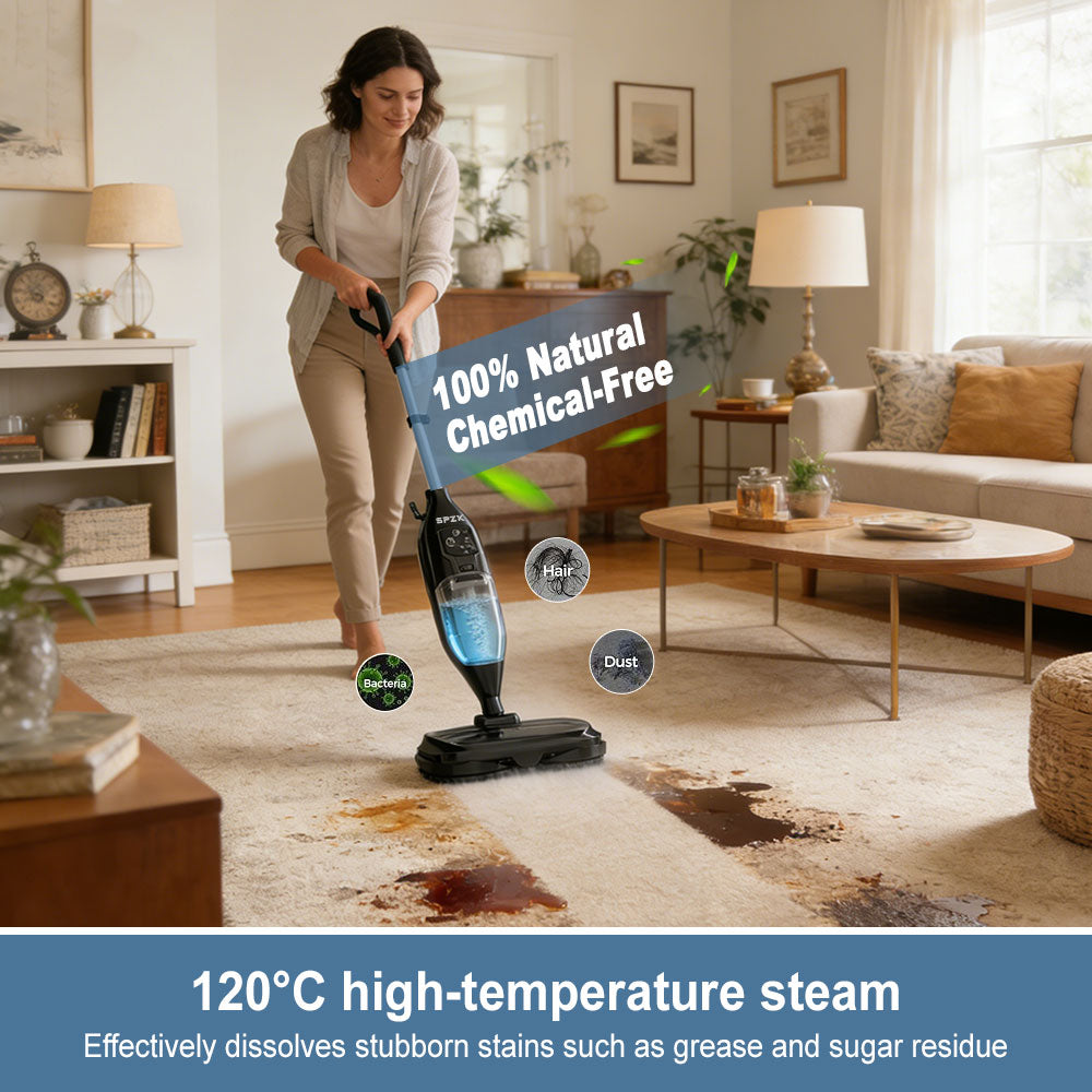 SPZTJK 2026 Steam Mop with Rotating Spin Pads & Steam Blaster Technology - 10-in-1 Heavy-Duty Scrubbing Mop, 3 Steam Modes, LED Headlights, Washable Pads