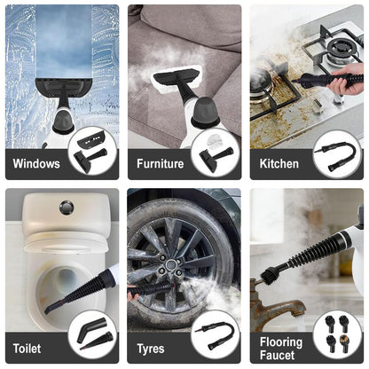 SPZTJK Steam Cleaner - Multi-functional Household Handheld Steam Cleaner 1050W with 12 Accessories - Suitable for Kitchen, Tiles, Windows, Cars, Carpets