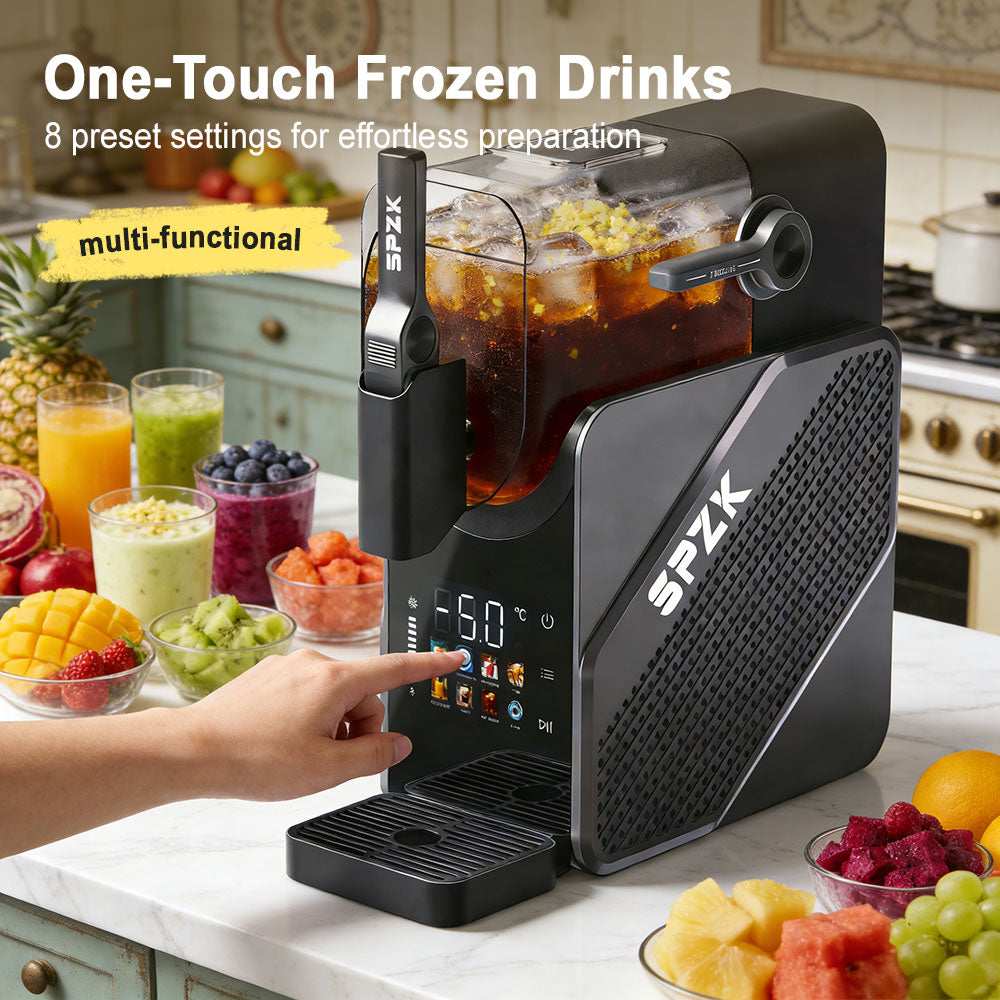 SPZK Slushie Machine No Ice Needed, Slushy Machine for Home, 88oz Frozen Drink Maker with 3 Preset Programs for Ice Slush, Snow Slush, Milkshake, Adjustable Hardness, LED Display, Self-Cleaning, Black